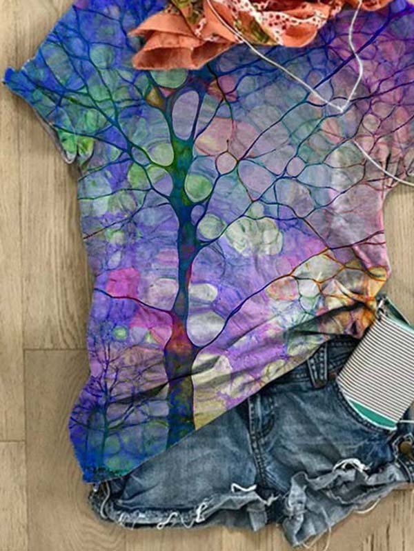 Crew Neck Short Sleeve Casual Printed T-shirt