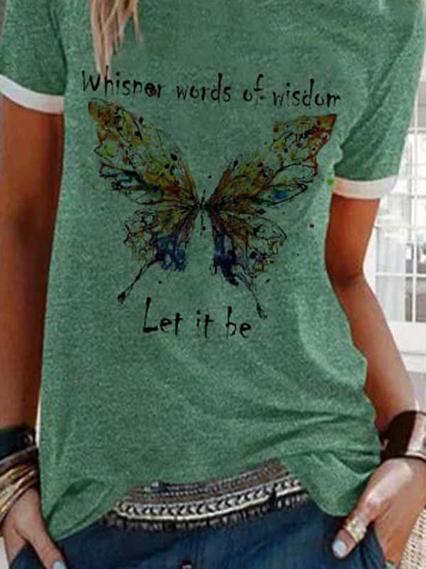 Letter Printed Casual Short Sleeve T-shirt