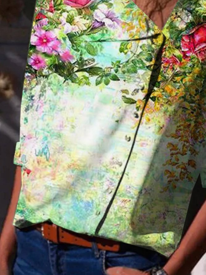 floral half shirt