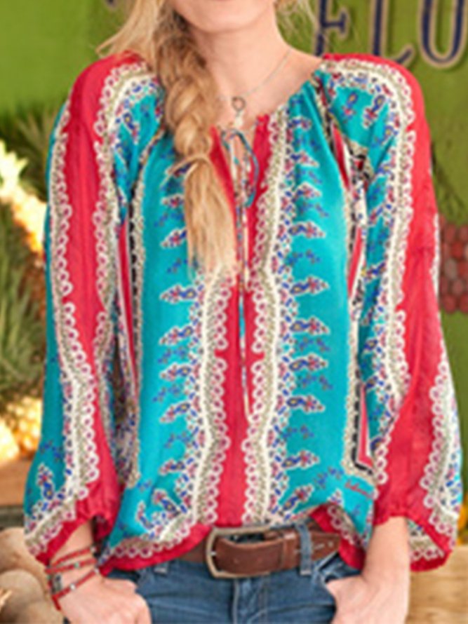 Shift Vintage Geometric Long Sleeve Top
