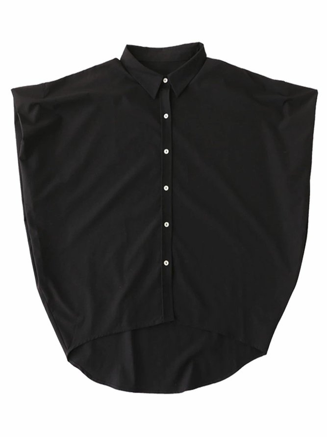 Vintage Plain Plus Size Half Sleeves Casual Shirt Tops