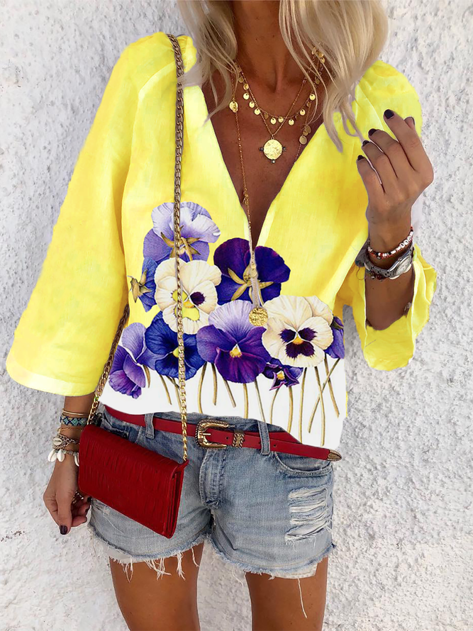 Violet Floral Top