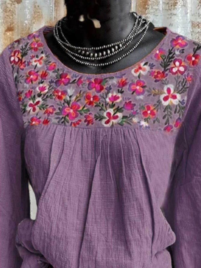 Long Sleeve Vintage Floral Top
