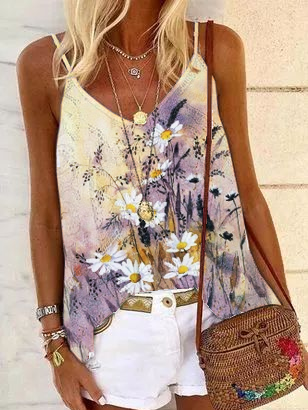Floral Sleeveless A-Line Tops
