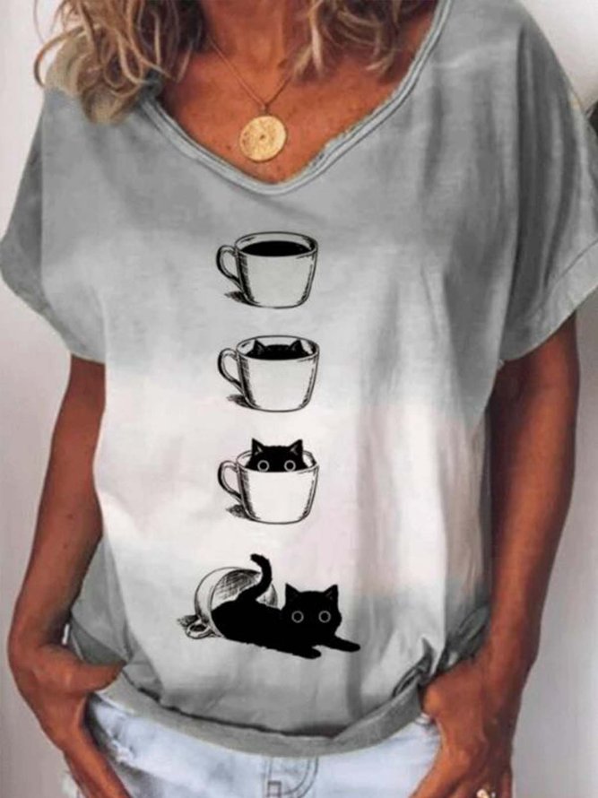 Casual Short Sleeve Scoop Neckline Tops