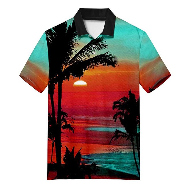 Cotton-Blend Square Neck Abstract Polo shirt