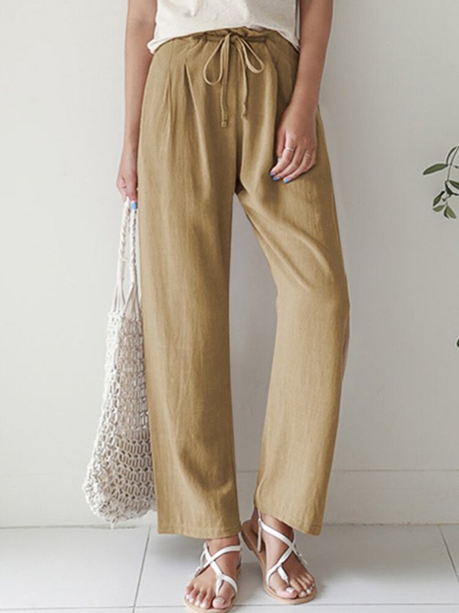 Linen Simple Solid Pants