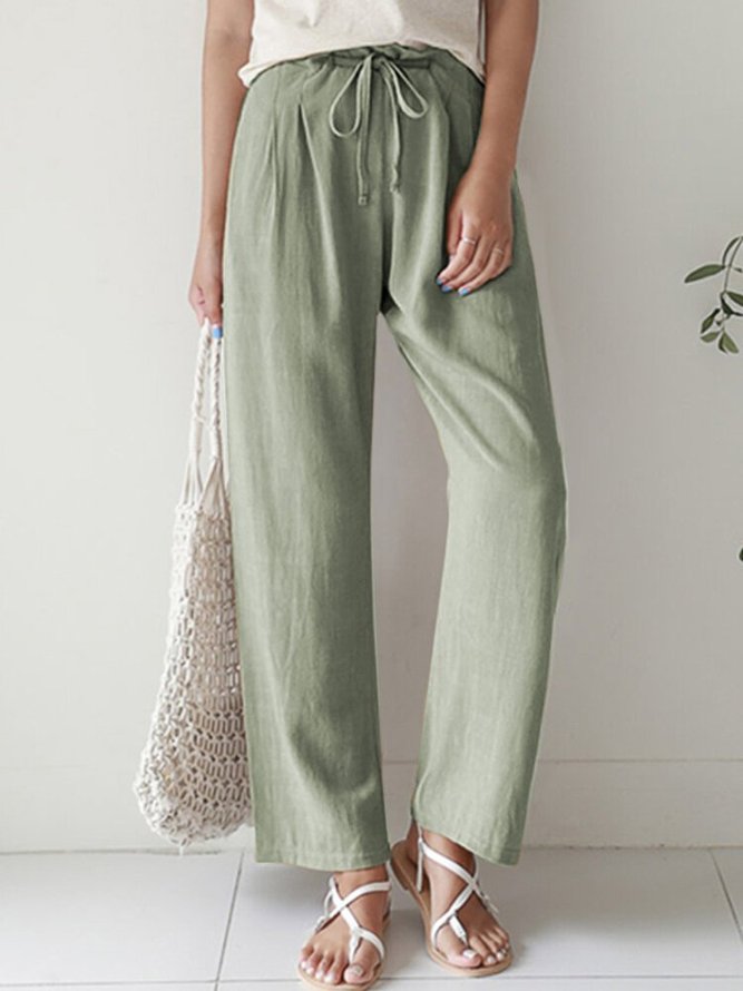 Linen Simple Solid Pants