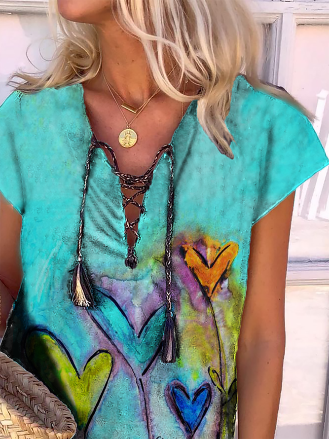 Heart Short Sleeve Shift T-shirt