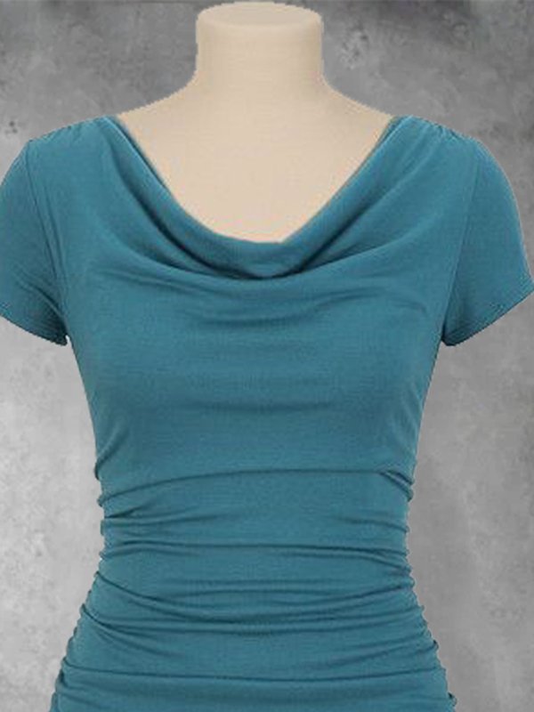 Cowl Neck Solid Casual T-shirt