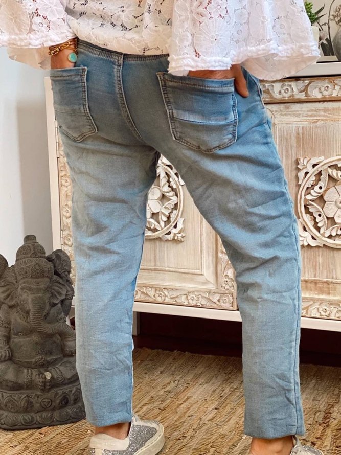 Casual Pockets Denim Jeans