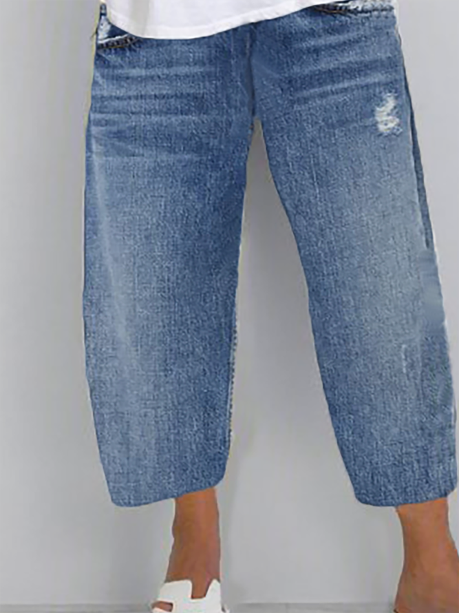 Plus size Solid Casual Jeans
