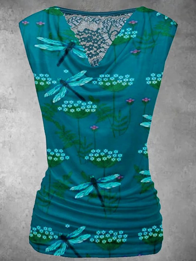 Polyester Cotton Sleeveless Vintage Animal Top