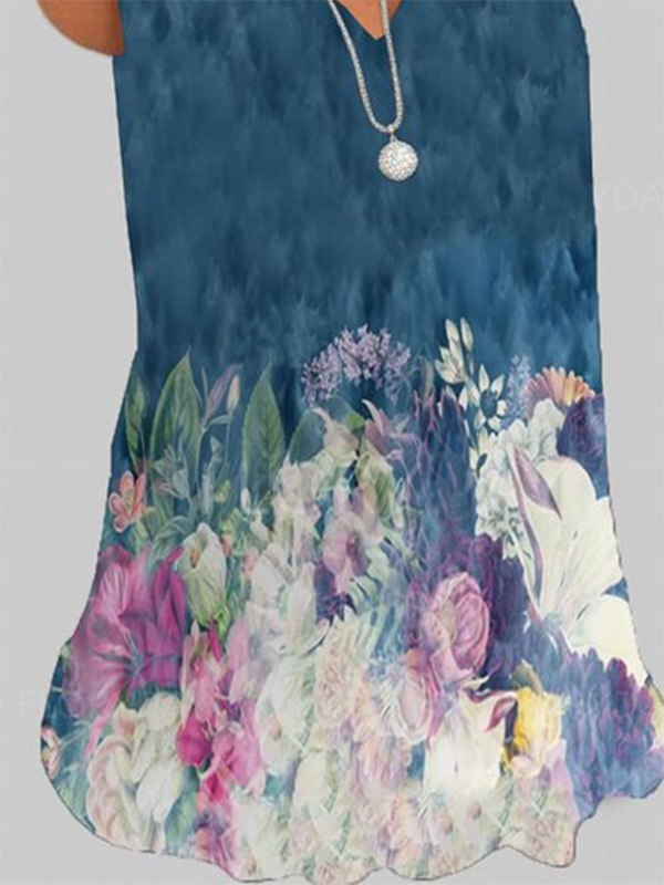 V Neck Floral-print Sleeveless Casual Top