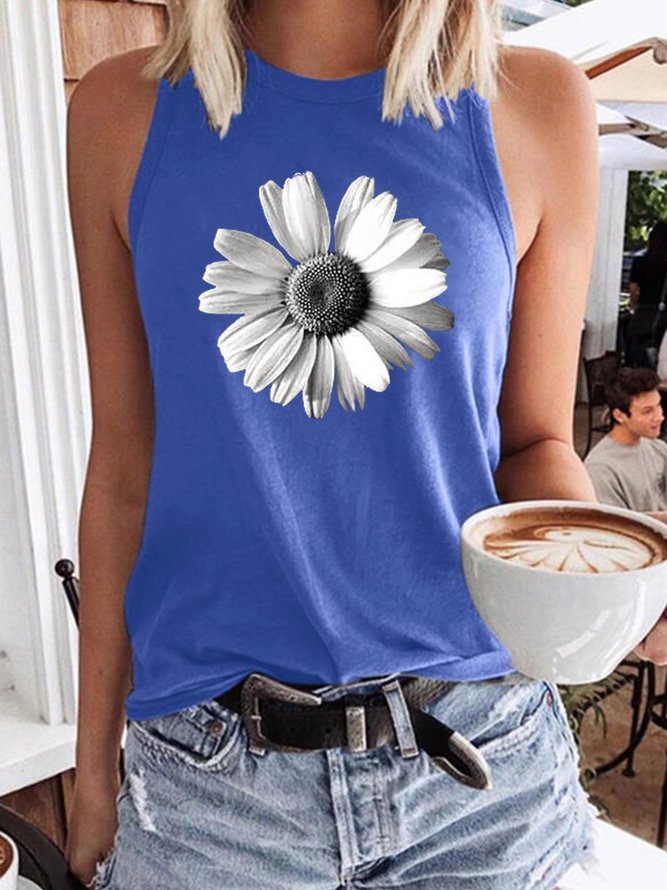 Grey Daisy Women's Sleeveless Shirt | zolucky