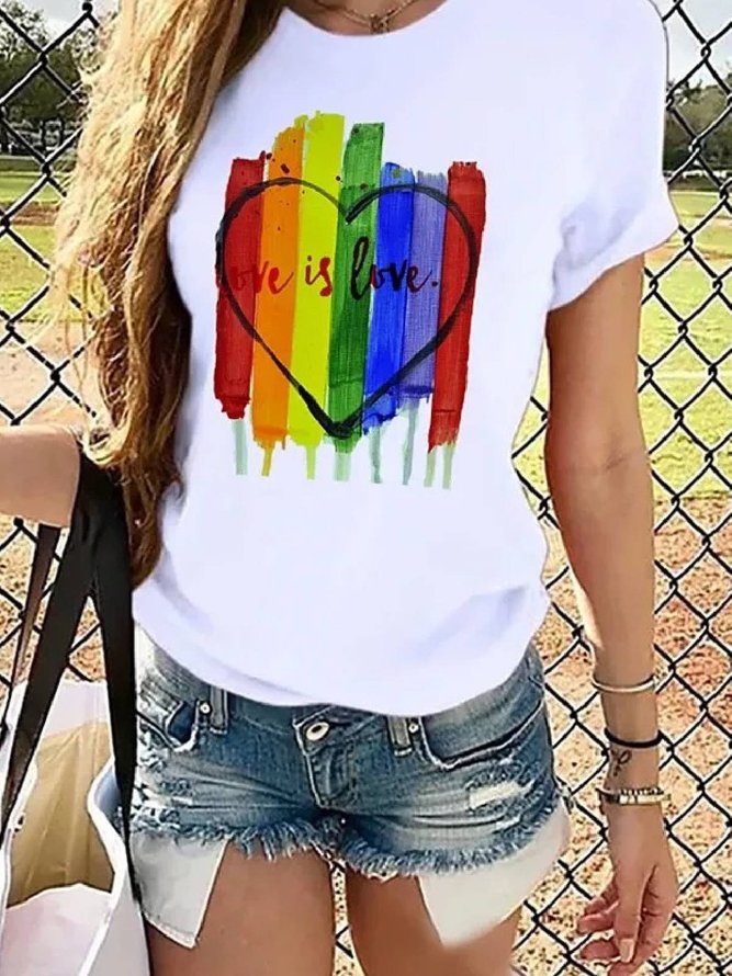 Short Sleeve Crew Neck Letter T-shirt