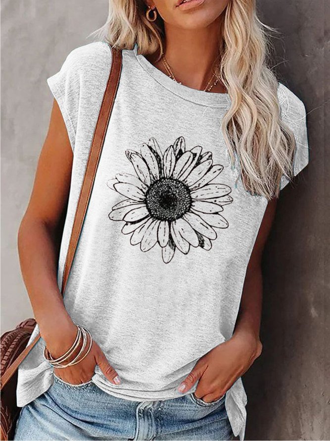 Short Sleeve Floral Casual T-shirt