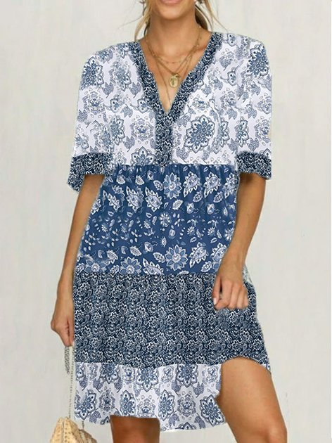 Short Sleeve Holiday Weaving Dress