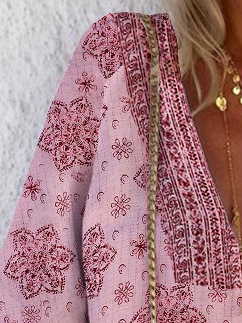 Floral Resort Crew Neck Weaving Dress
