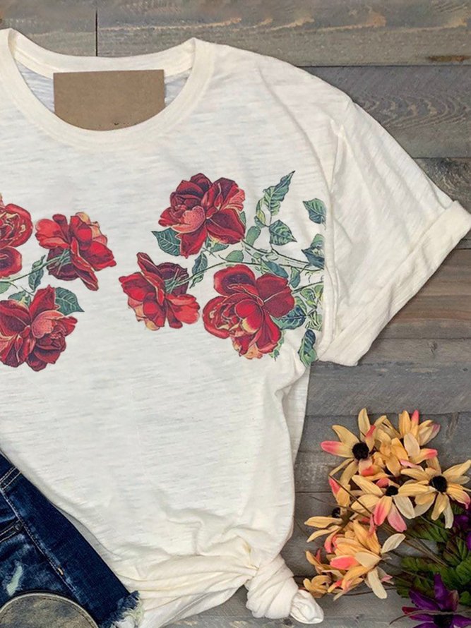 Short Sleeve Floral-Print T-shirt