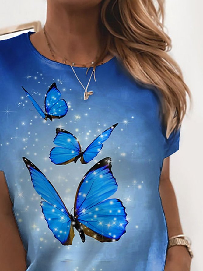 Casual Short Sleeve Butterfly Shirts & Tops | Tops | Zolucky Short ...