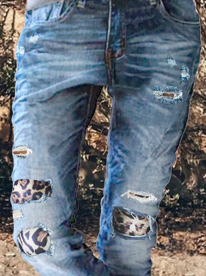 Leopard Patch Jeans