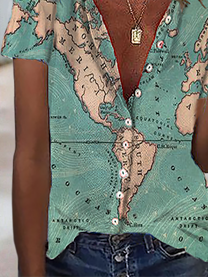 Short Sleeve Printed Blouse