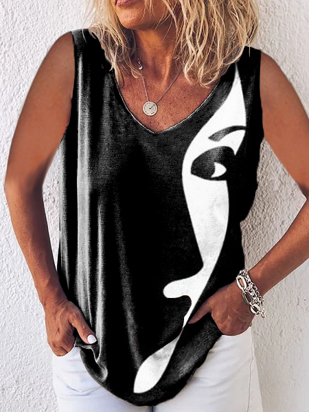 Abstract Casual Cotton Cold Shoulder Tops