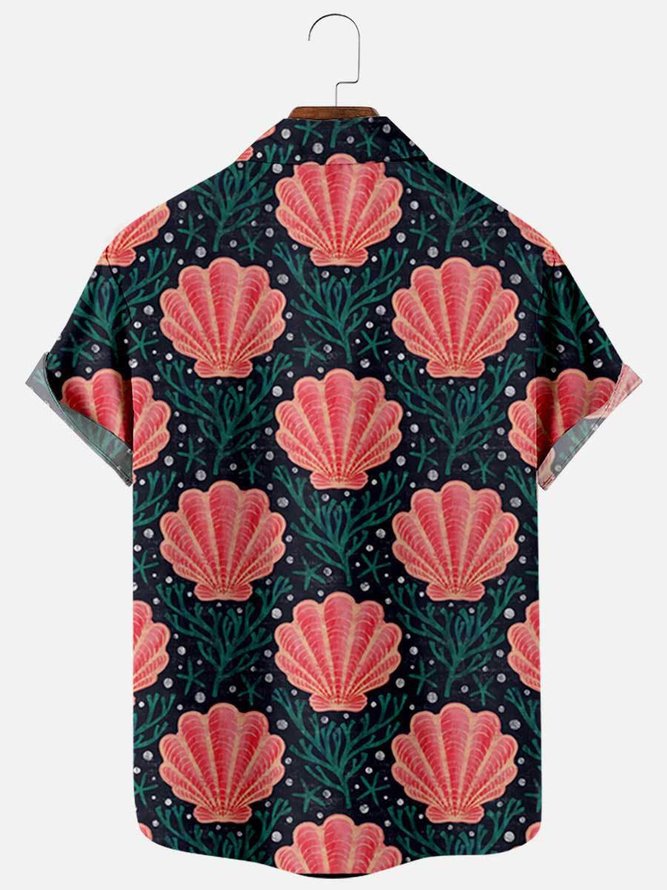 Men's shell seaweed simple and comfortable loose short-sleeved shirt