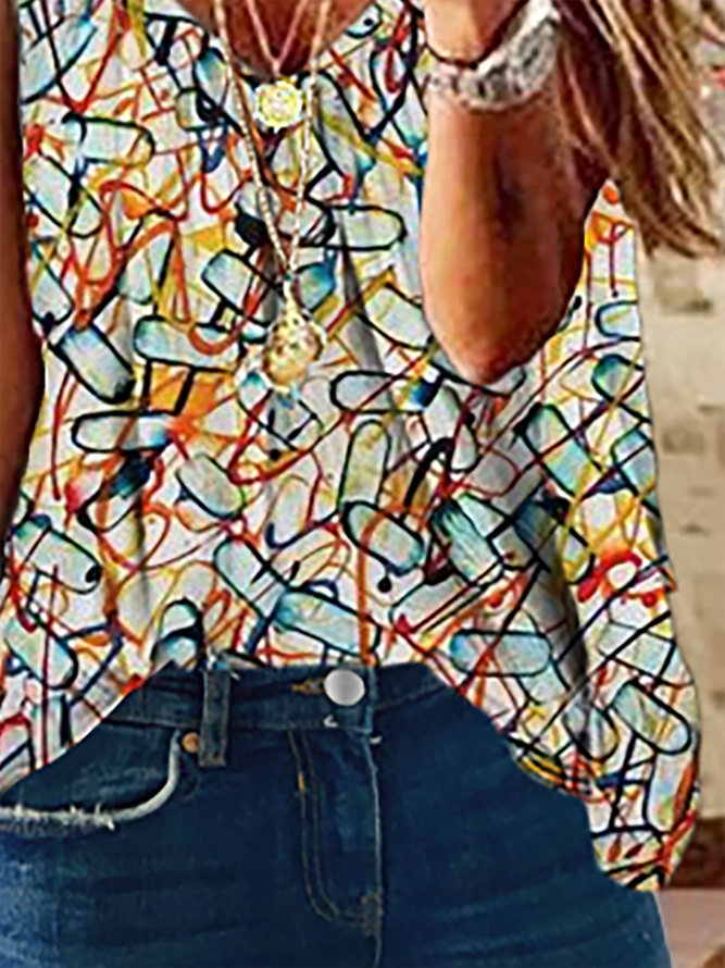 Plus size Sleeveless Abstract Printed Tops