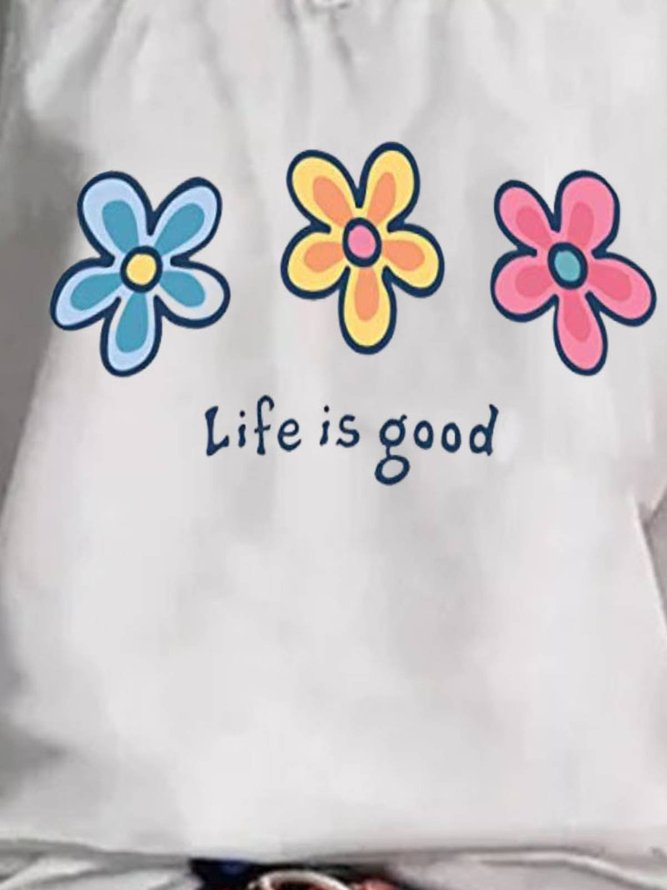3/4 Sleeve Crew Neck Printed Casual Tops