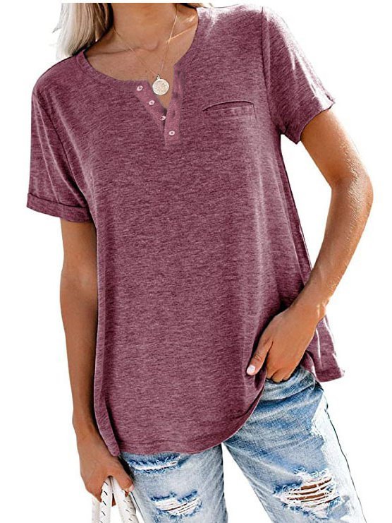 Crew Neck Casual Cotton Short Sleeve T-shirt