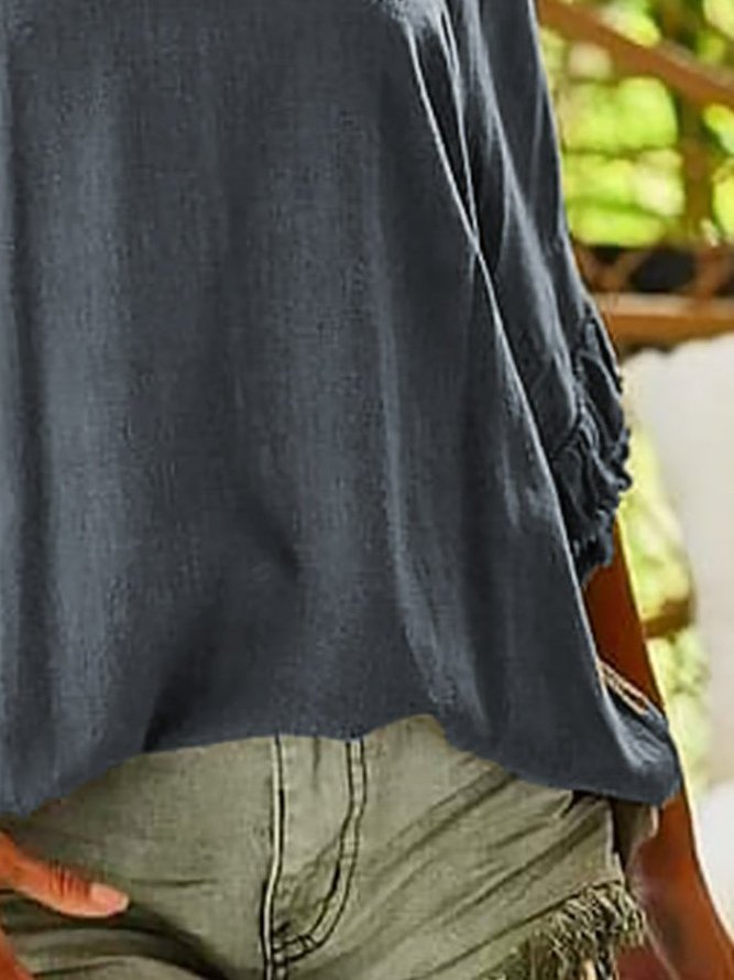 Plain Paneled Short Sleeve Shirts & Tops