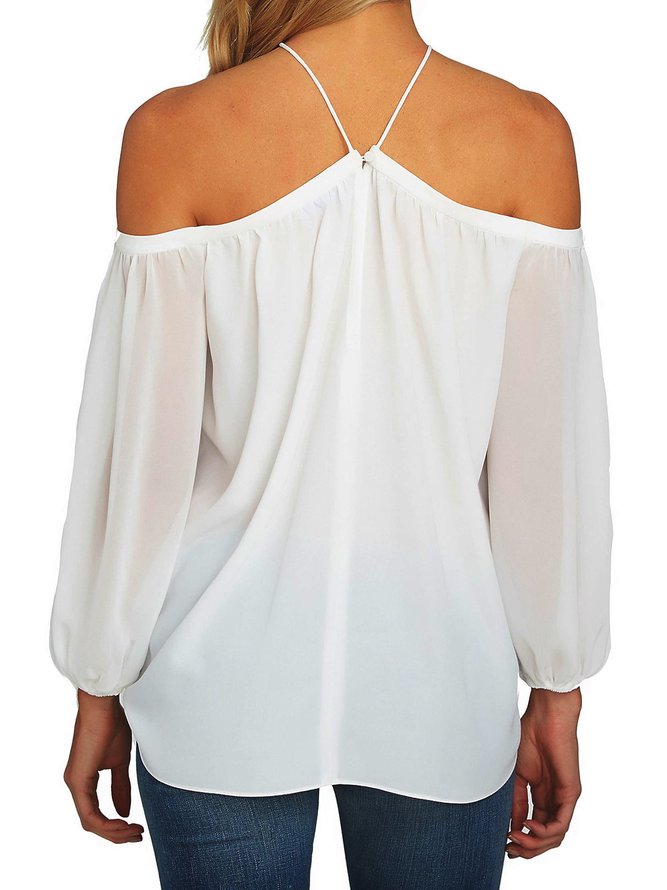 Off Shoulder Solid Casual Tops