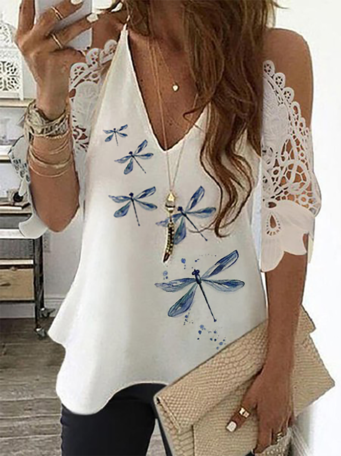 Dragonfly Casual V Neck Top