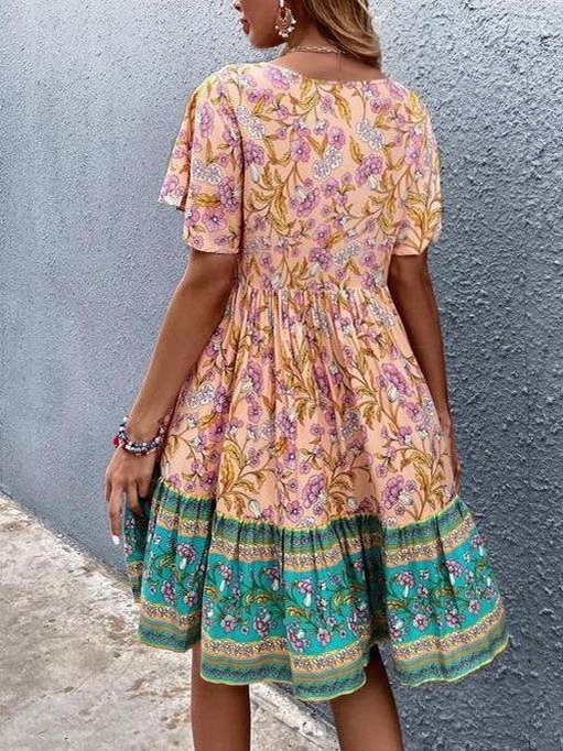 Short Sleeve Vintage Weaving Dress