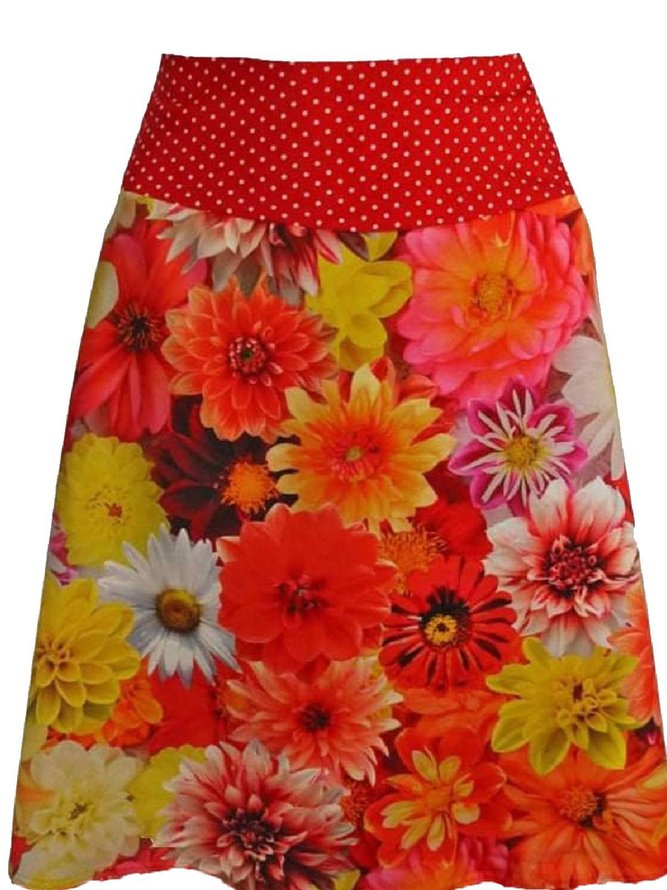 Floral-Print Casual Skirt