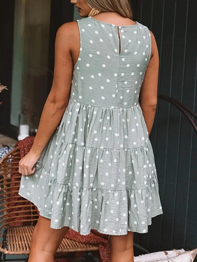 Sleeveless Polka Dots Holiday Dresses | zolucky