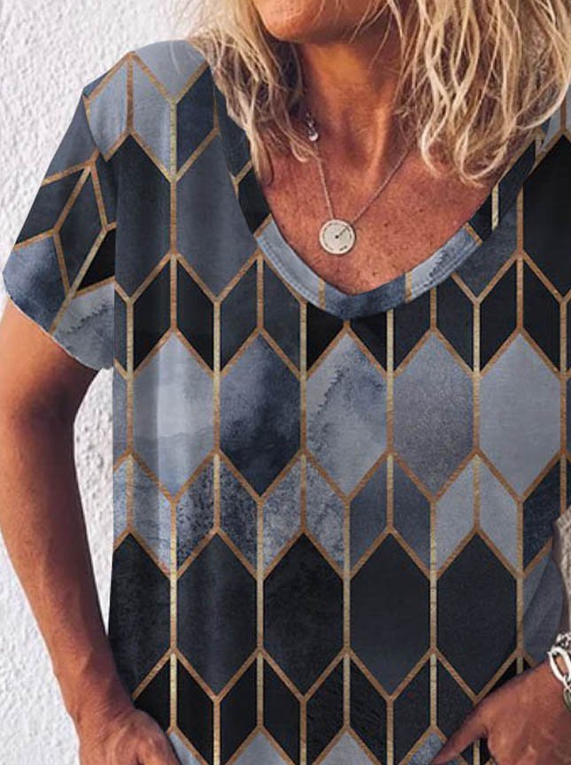 Short Sleeve Paisley Cotton-Blend Boho T-shirt