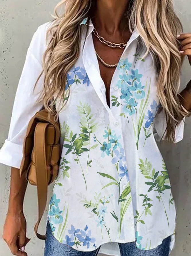 Long Sleeve Holiday Floral Blouse