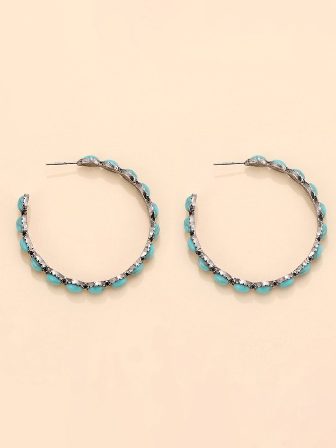 Retro Geometric Semicircle Turquoise Earrings