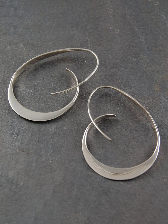 Fashion Golden Silver Spiral Exaggerated Circle Earrings