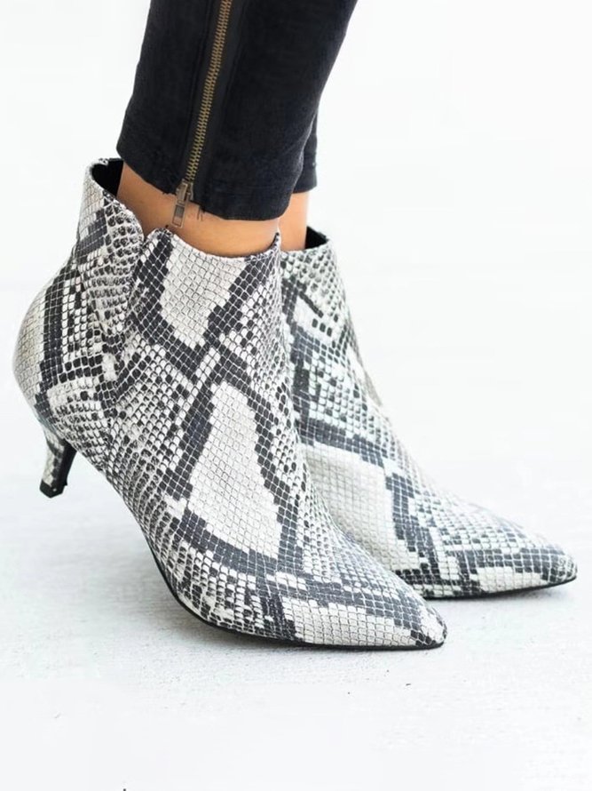 leopard print pointed toe ankle boots