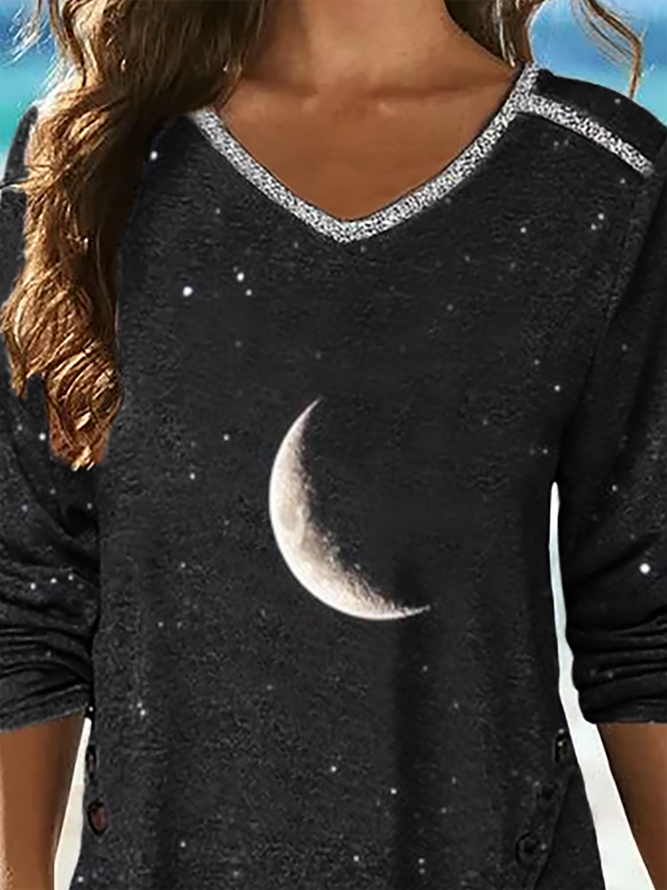 Plus size V Neck Long Sleeve T-shirt