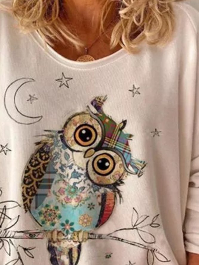 Long Sleeve Casual Round Neck Printed Top