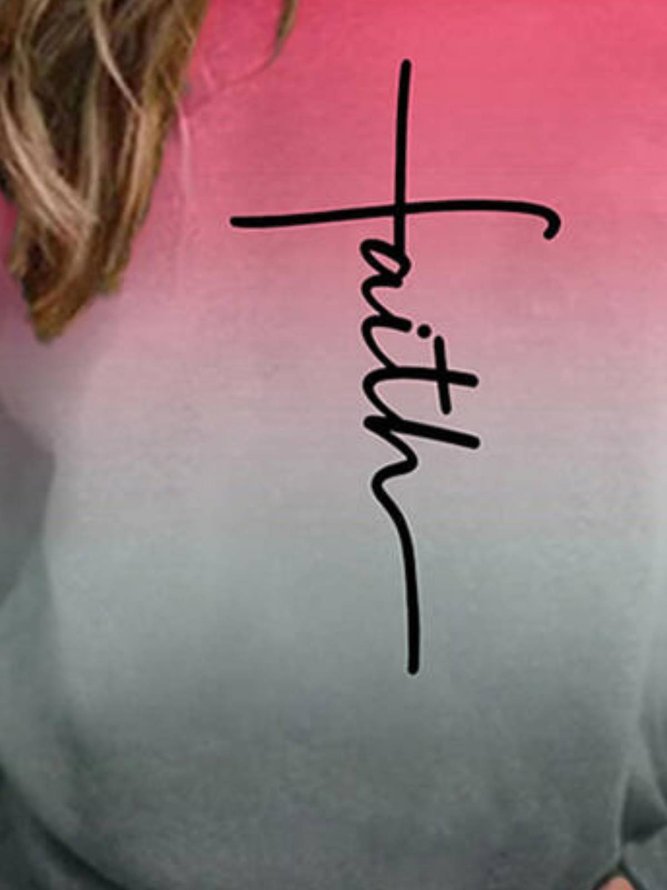 Printed Long Sleeve Round Neck Tops
