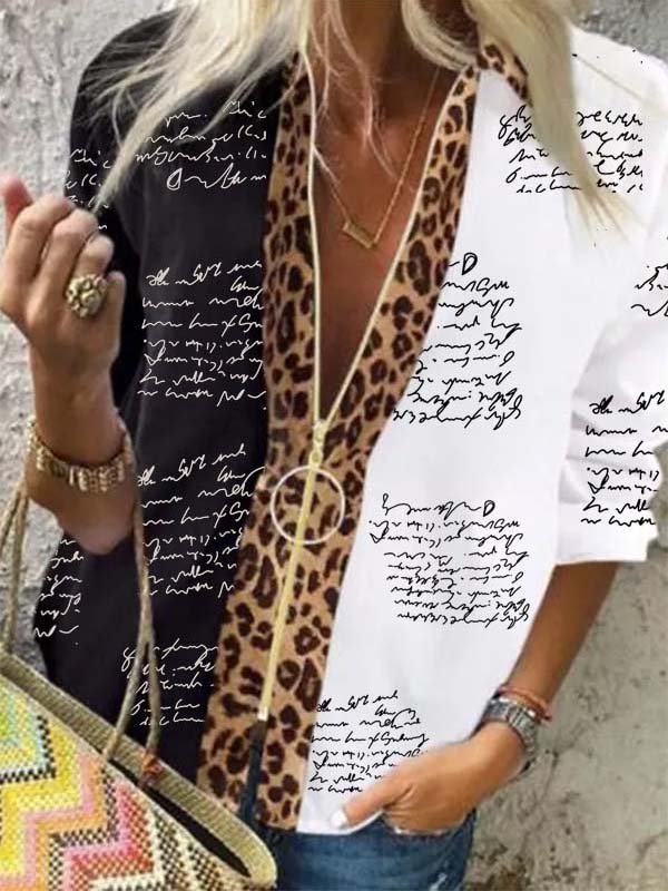Letter V neck Casual Long Sleeve Blouse