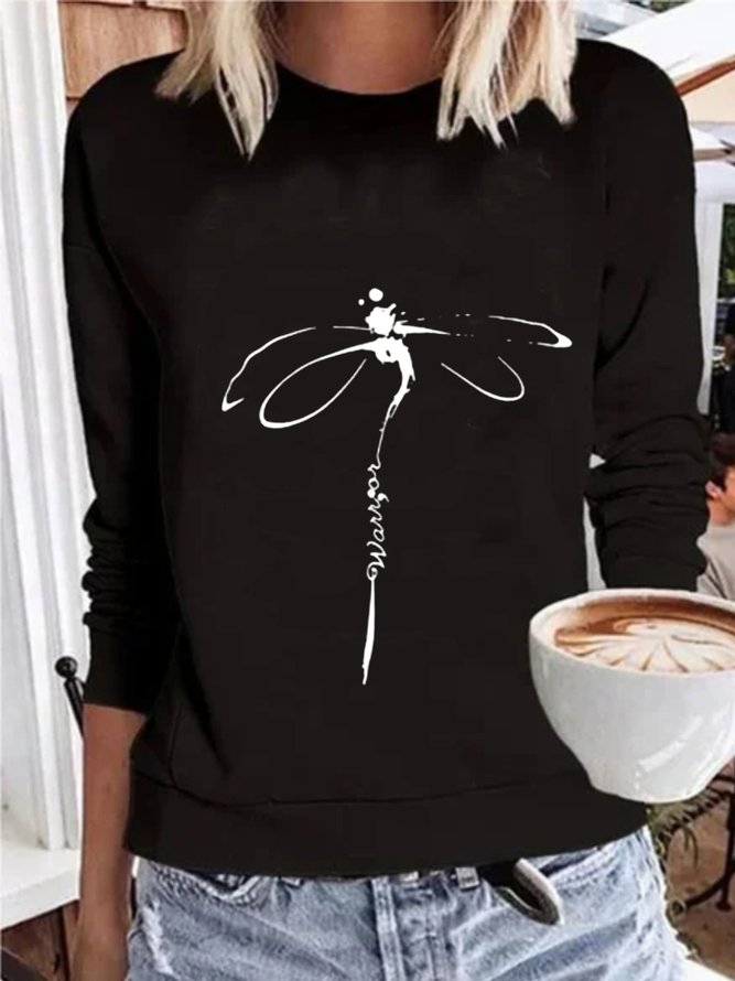 Casual Long Sleeve Round Neck Printed Top T-shirt