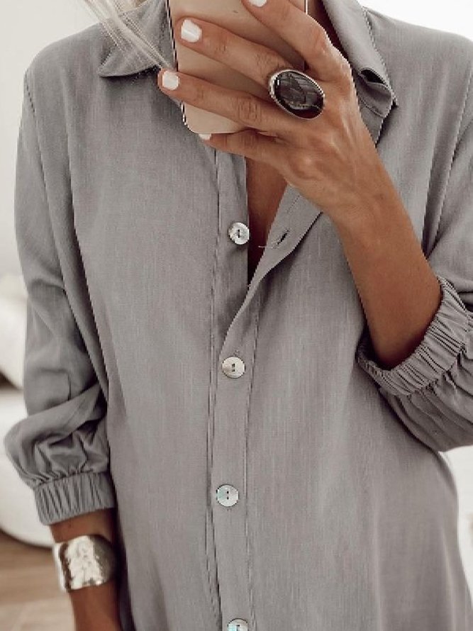 Casual Solid Long Sleeve Blouse