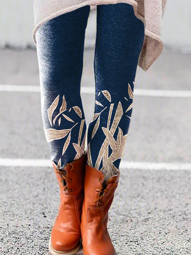 Cotton-Blend Casual Leggings